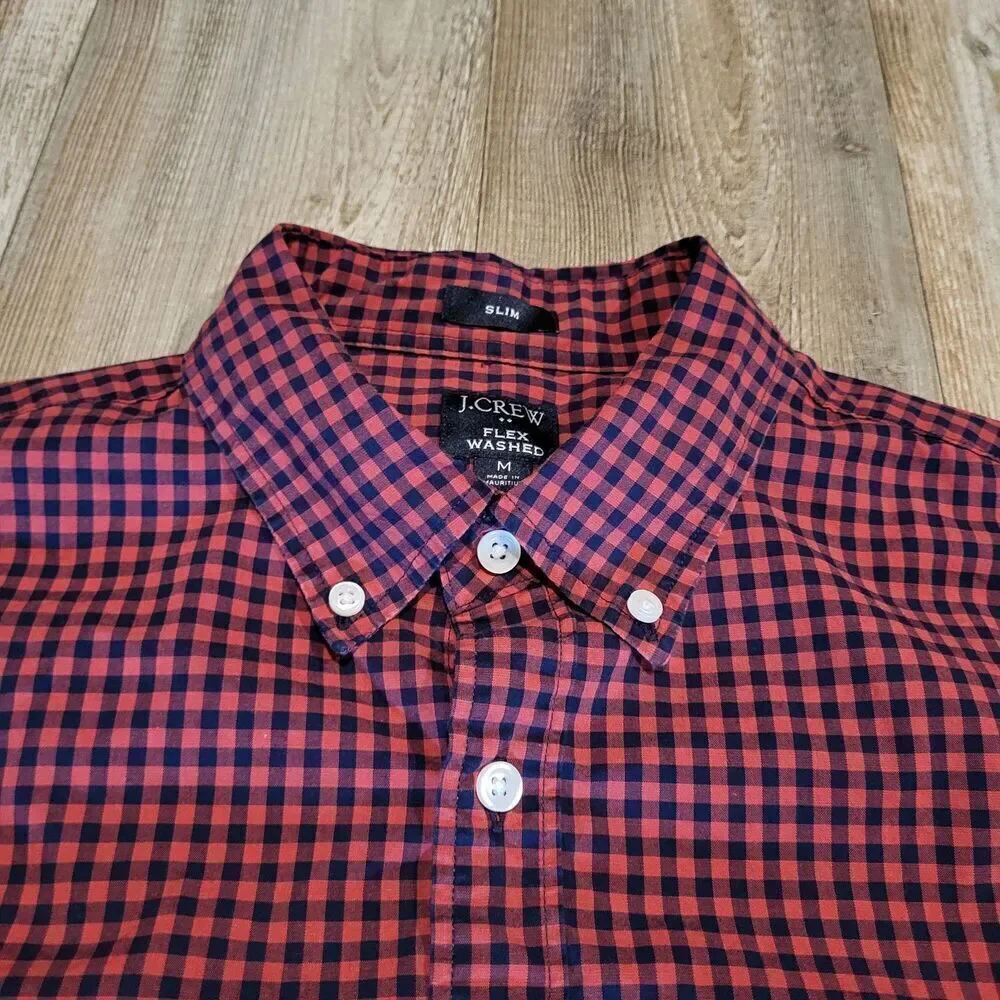 J.Crew Slim Fit Flex Washed Long Sleeved Plaid Button Up Men's Size Medium